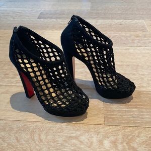 Louboutin Platform Suede Woven Bootie 38